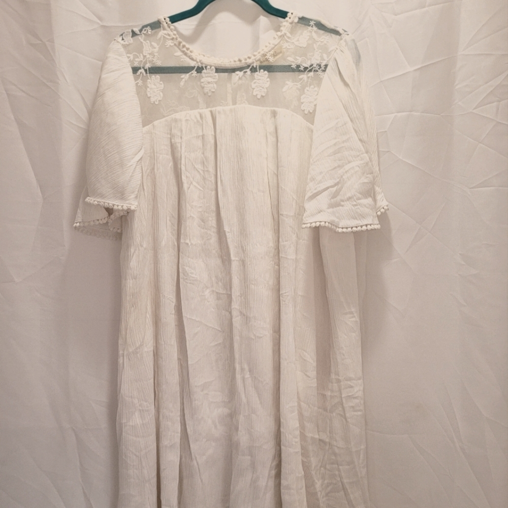 White Lace & Guaze Indigo Rose Dress XL